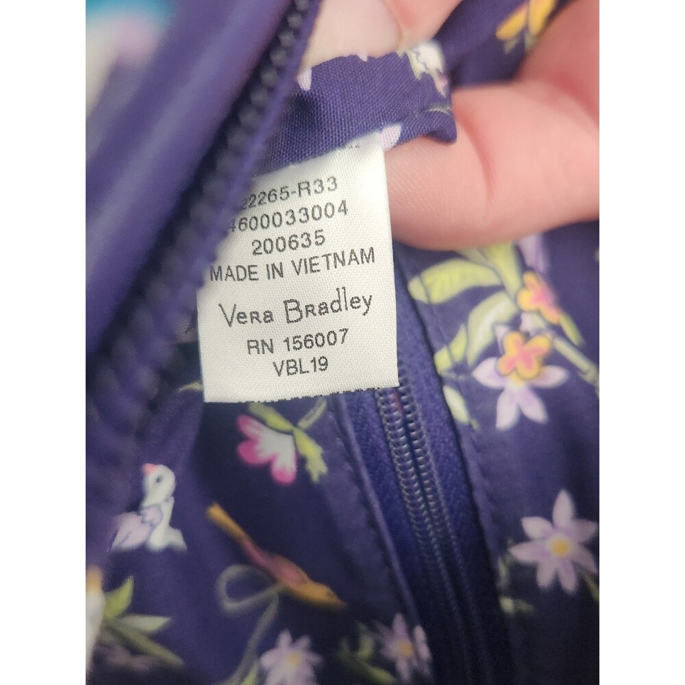 Vera Bradley Women's Purple Multicolor Floral Quilted Zip Crossbody, Lined - Picture 5 of 8